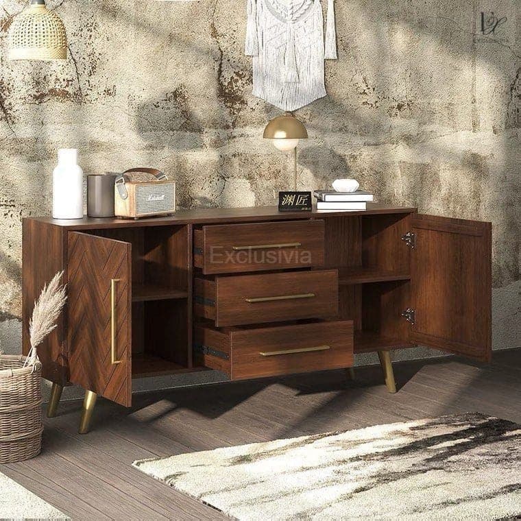 TV Console Cabinet Sideboard Herringbone - Exclusivia