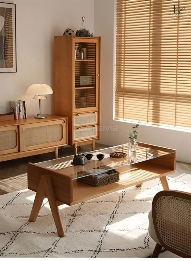 VALEN Rattan Glass Cabinet - Exclusivia