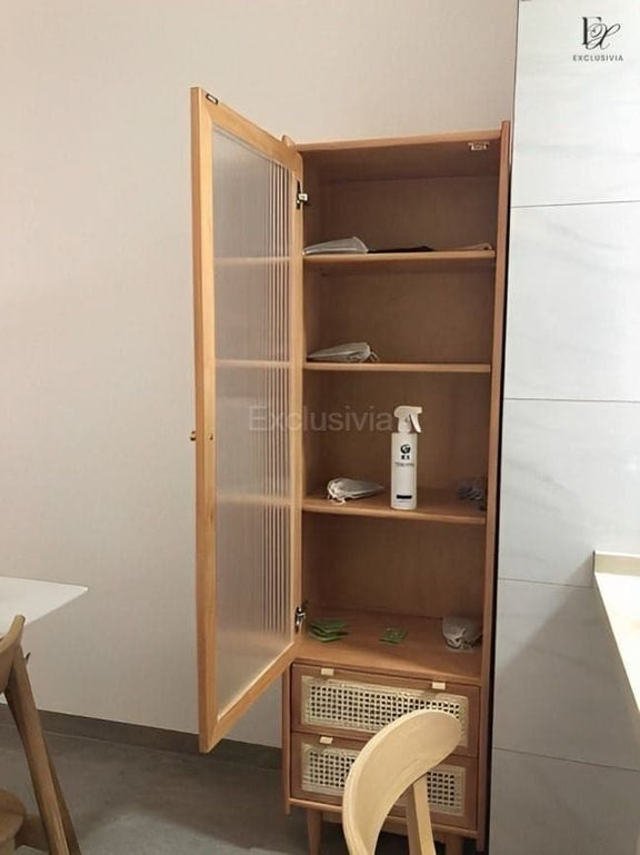 VALEN Rattan Glass Cabinet - Exclusivia