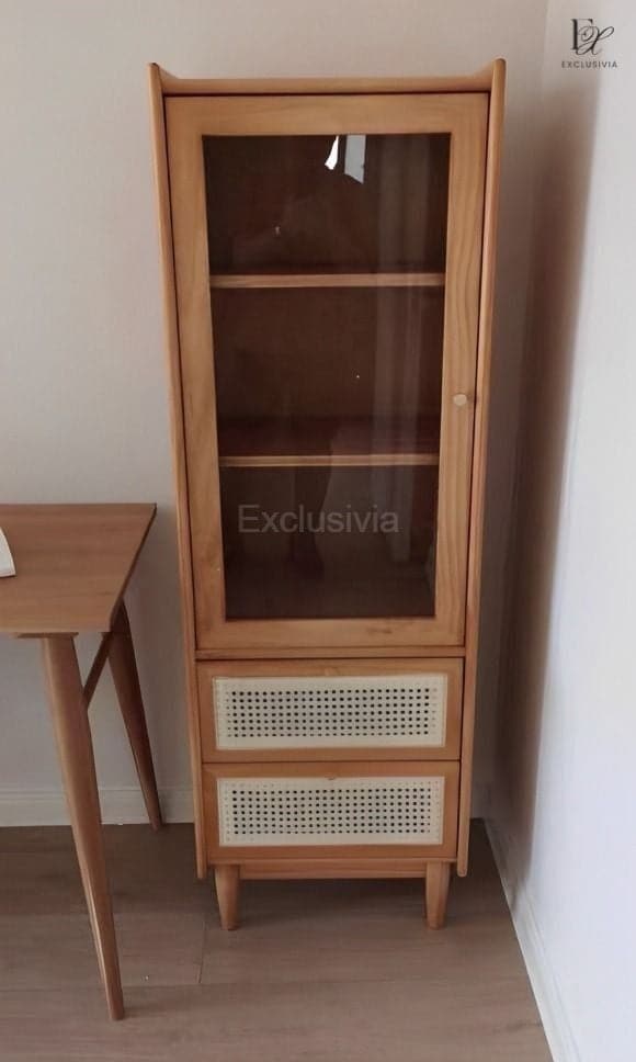 VALEN Rattan Glass Cabinet - Exclusivia