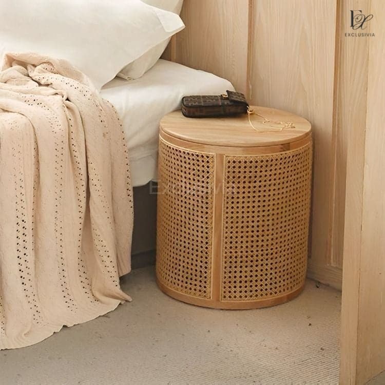 XAV Rattan Side Table Storage Stool - Exclusivia