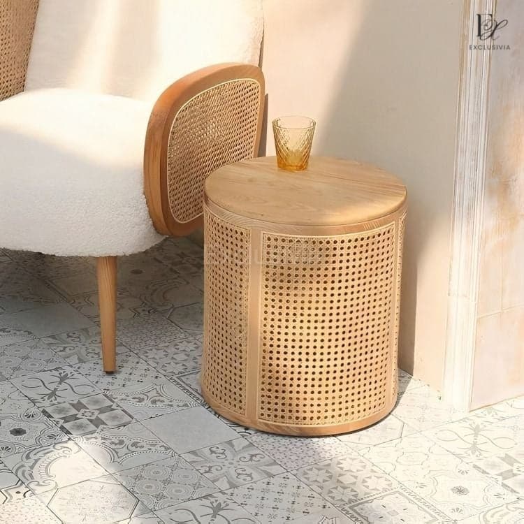 XAV Rattan Side Table Storage Stool - Exclusivia