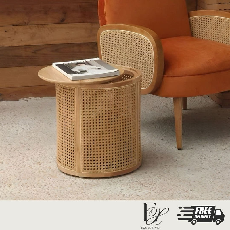 XAV Rattan Side Table Storage Stool - Exclusivia