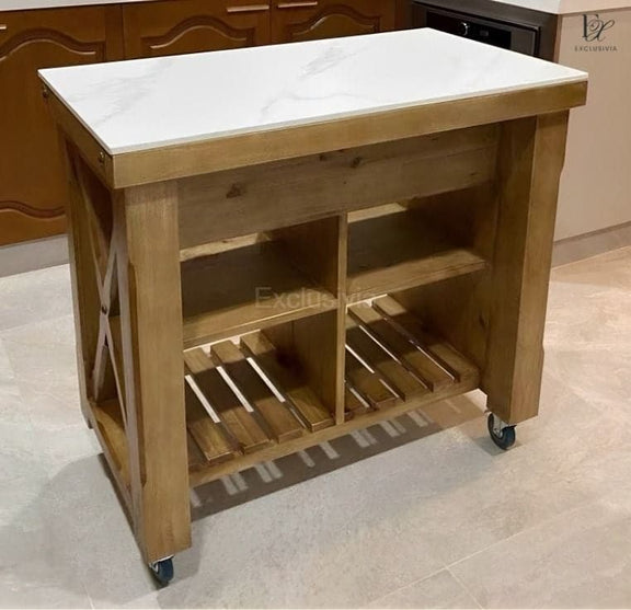 YVE Mobile Kitchen Pantry Side Counter Table - Exclusivia