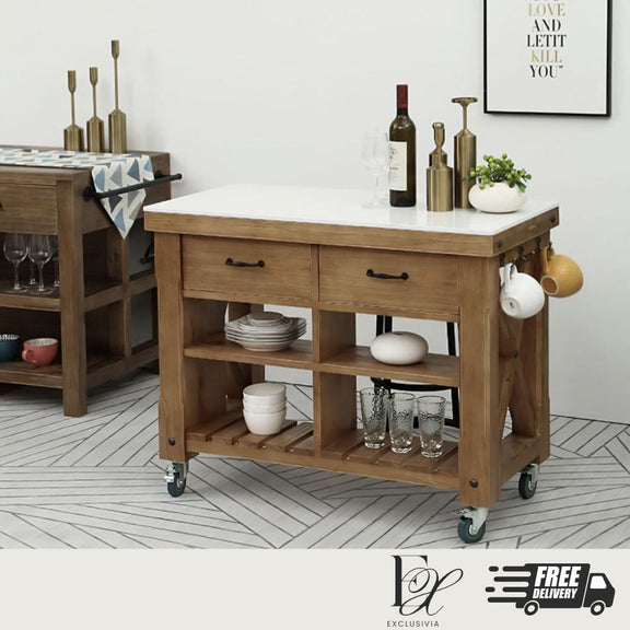 YVE Mobile Kitchen Pantry Side Counter Table - Exclusivia