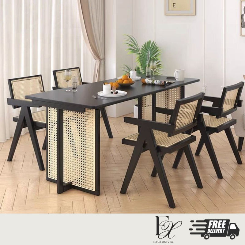 ZARA Japandi Rattan Dining Table - Exclusivia