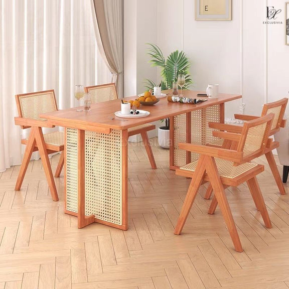 ZARA Japandi Rattan Dining Table - Exclusivia