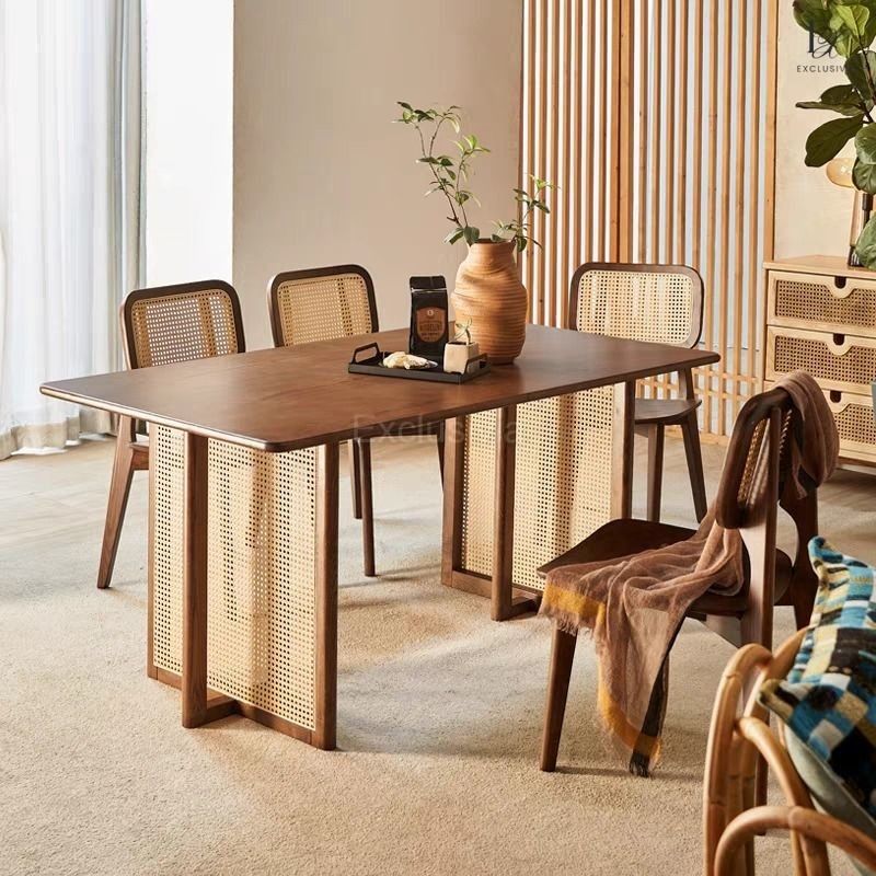 ZARA Japandi Rattan Dining Table - Exclusivia