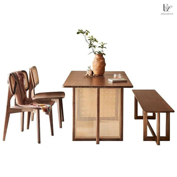 ZARA Japandi Rattan Dining Table - Exclusivia