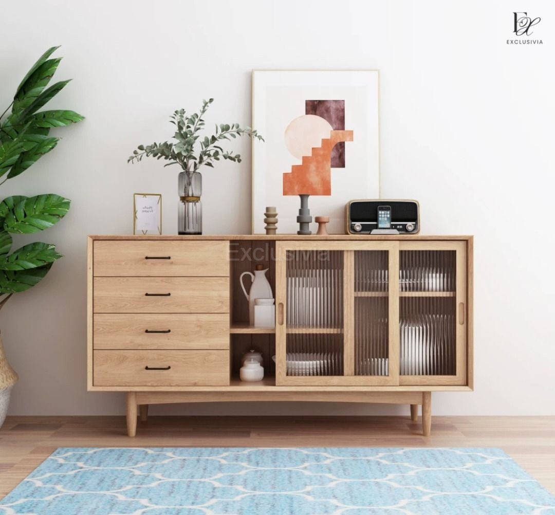 ZENIN Wooden cabinet with fluted glass - Exclusivia