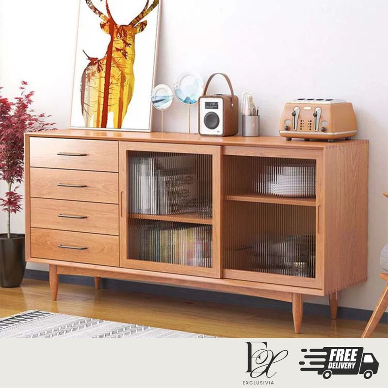 ZENIN Wooden cabinet with fluted glass - Exclusivia