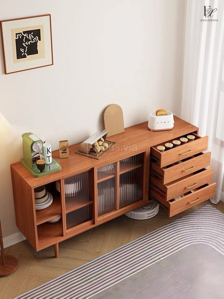 ZENIN Wooden cabinet with fluted glass - Exclusivia