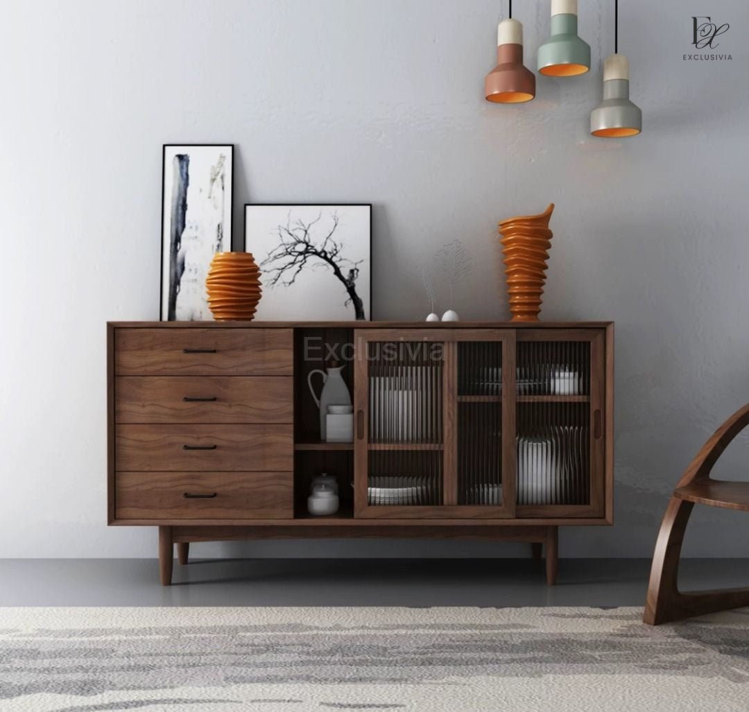 ZENIN Wooden cabinet with fluted glass - Exclusivia