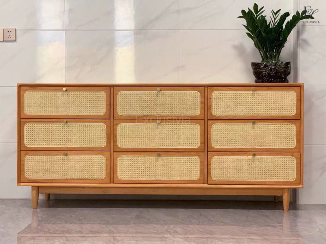 ZON Rattan Drawers Sideboard Cabinet - Exclusivia