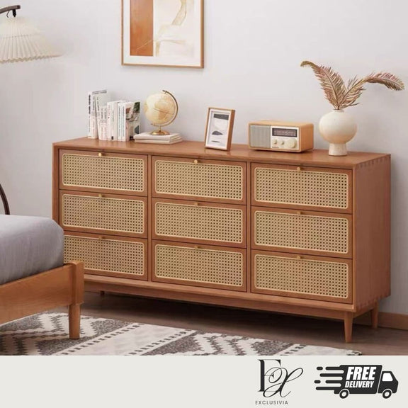 ZON Rattan Drawers Sideboard Cabinet - Exclusivia